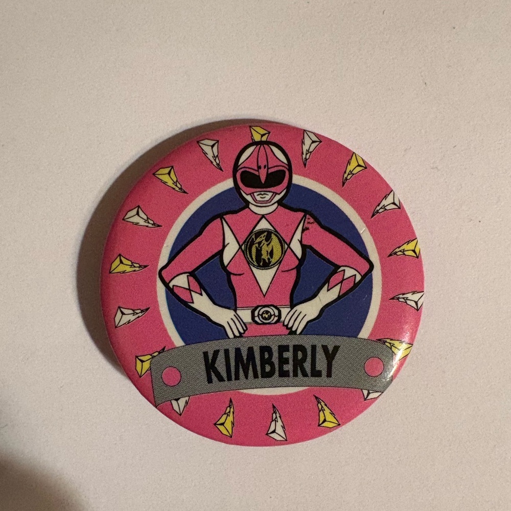 Original 1993 Kimberly Pink Power Ranger Button Pin